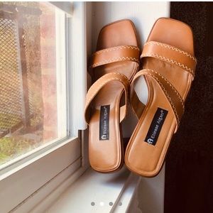 Vintage Leather Caramel Square Toe Pumps